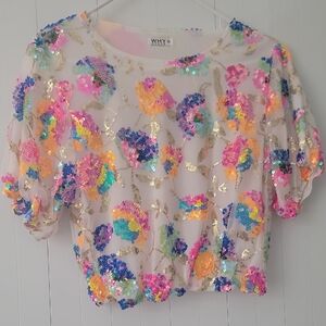 Colorful Sequin Crop Top